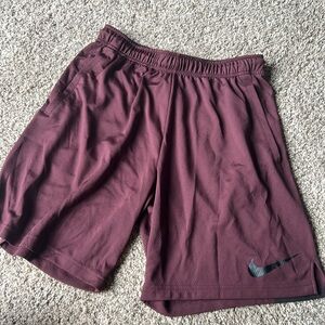 Men’s maroon Nike just do it dri fit shorts